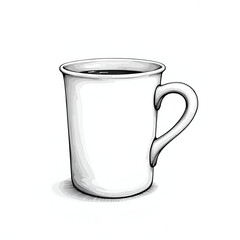 Coffee or tea Mugs, White and Black, Simple vector illustration Design on copy space white background, tea mug or coffee mug/  cup line artsolated on white
