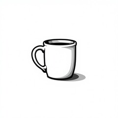 Coffee or tea Mugs, White and Black, Simple vector illustration Design on copy space white background, tea mug or coffee mug/  cup line artsolated on white