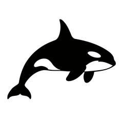 Orca Whale Silhouette Bold Black and White Vector Illustration