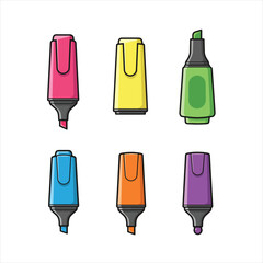 Colorful highlighter markers vector illustration  