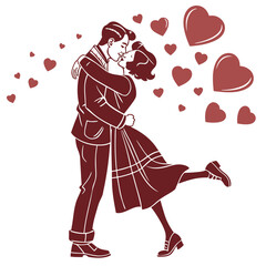 Fototapeta premium Romantic Couple Kissing Under Heart Tree