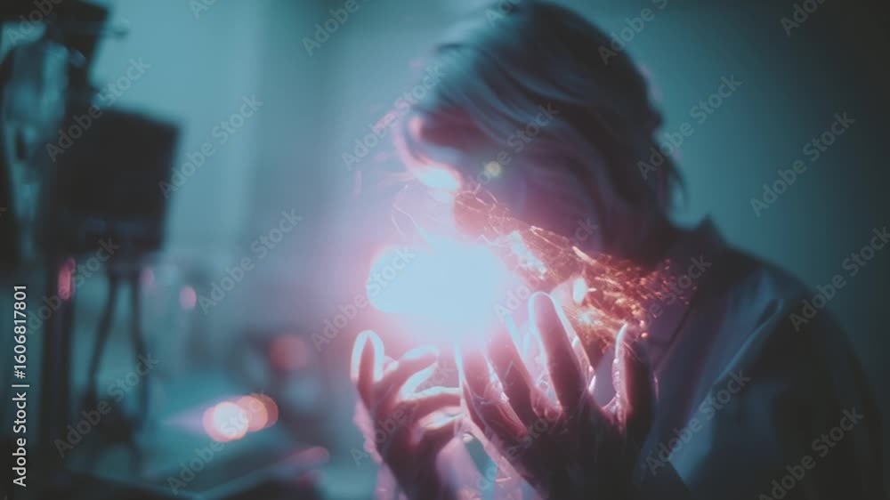 Poster captivating demonstration of light manipulation during an artistic performance in a dimly lit space