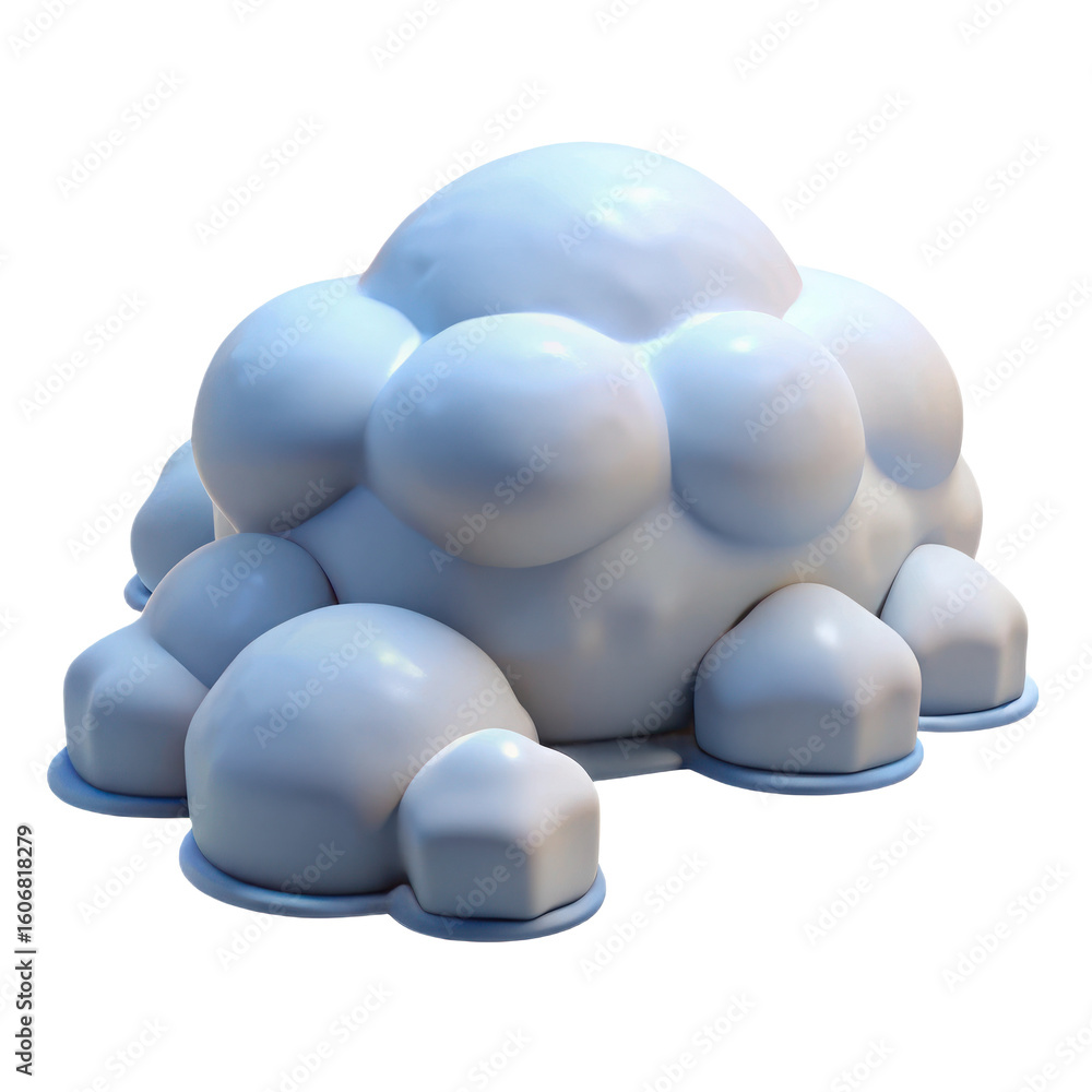 Poster abstract white spherical cloud like sculpture with rounded domes and a textured surface isolated on 