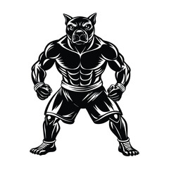 Vector a boxer stand with pose vector silhouette on white background