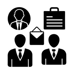 Job Interview Icons – HR and Hiring Elements in Vector Style.