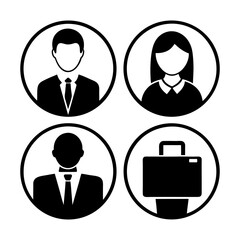 HR and Recruitment Icons – Job Interview Symbols on White Background.