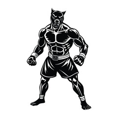 Vector a boxer stand with pose vector silhouette on white background