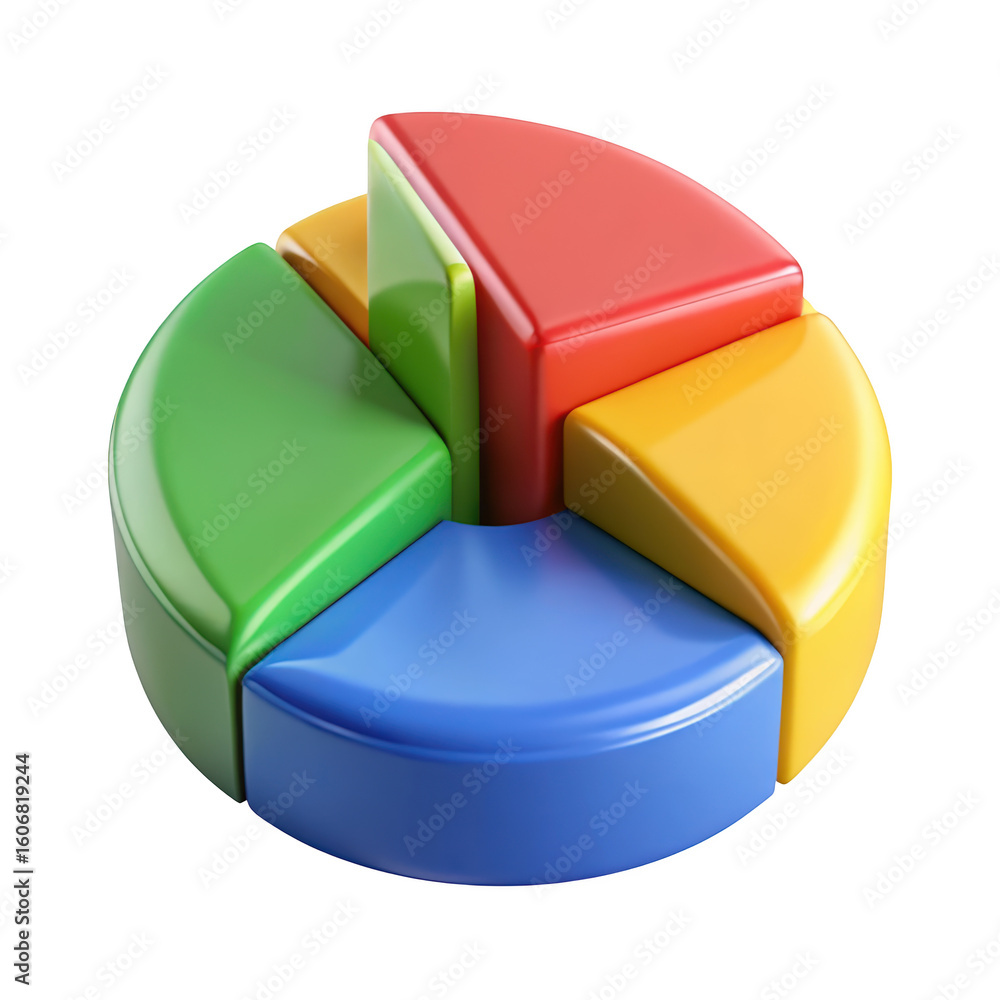 Poster colorful pie chart diagram illustrating data analysis information and business analytics 3d renderin
