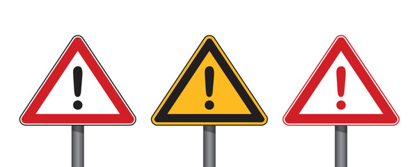 triangle traffic sign danger point set isolated vector illustration