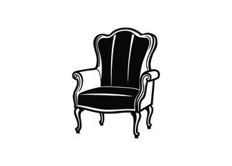 Silhouette of club chair isolated on a white background
