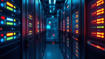 A sleek server rack with glowing indicators, embodying modern technology and innovation.