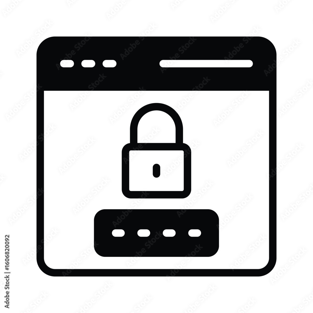 Wall mural a modern glyph icon of secure web password field