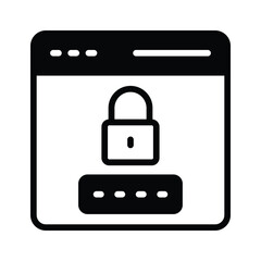 A modern glyph icon of secure web password field