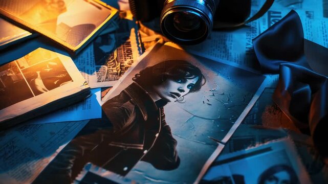 A woman sits at a table with a camera in front of her, ready to capture the moment