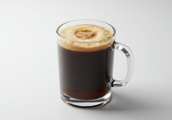 Naklejka premium Frothy coffee drink in a clear glass mug