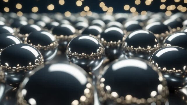Cluster of Chrome Spheres with Golden Glow
