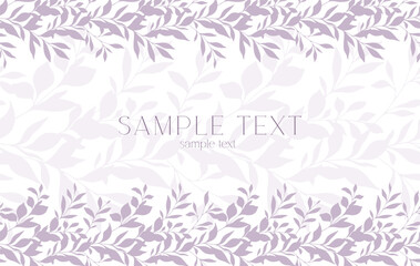 Floral frame with Branches and Leaves. Seamless Horizontal Floral Background. Greenery Line Art Drawing. Minimalist Floral Design. Card Template. Botanical Border Frame