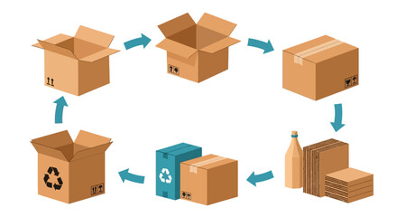 cardboard box recycling process diagram