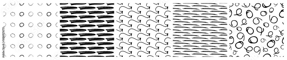 Aufkleber set of seamless patterns with scribble smears