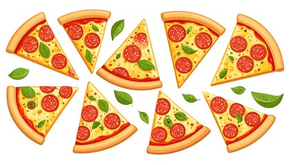 Pizza slices arranged in a circular pattern (1)