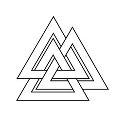 series of valknut odin symbol viking celtic knot triangles for logo icon background web graphic tattoo. vector illustration.