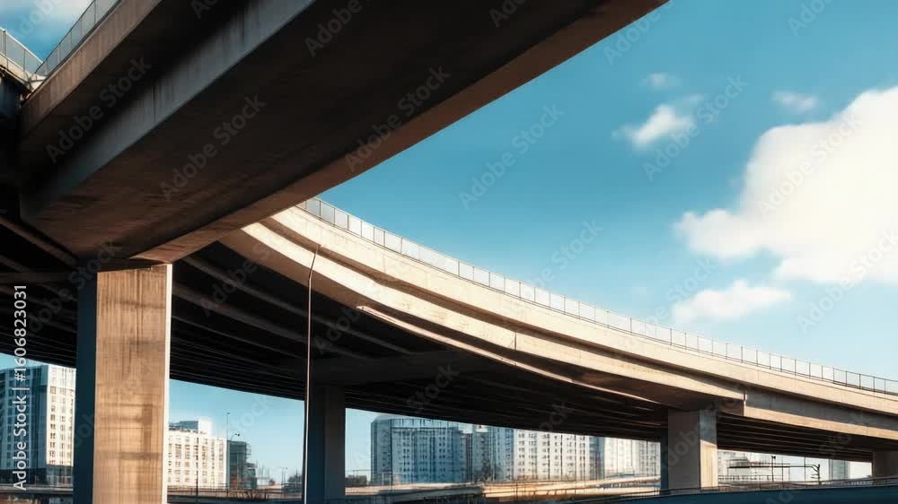 Poster a scenic view of a highway with a bridge spanning across it