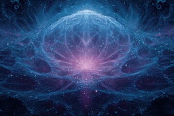 A stunning blue and purple background with a prominent, radiant star shining brightly. This futuristic image evokes a sense of connection with a celestial source of light.