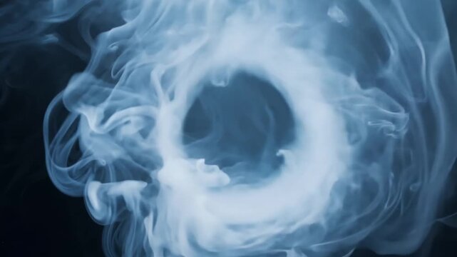 Ring of smoke. Perfect loop of a smoking misty ring, for compositing.