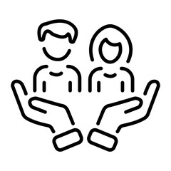 A linear style icon representing people safety