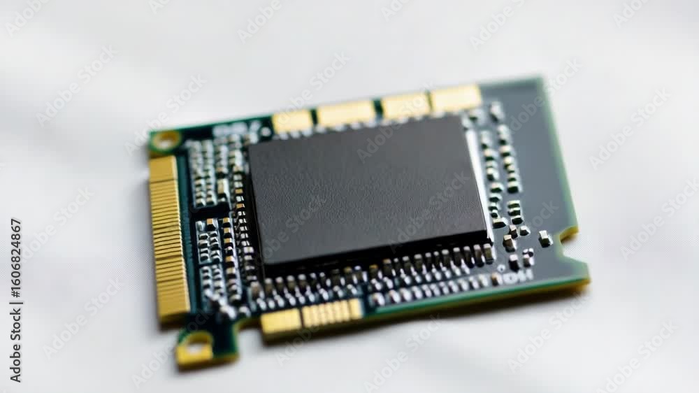 Poster a high-quality image of a computer chip on a white background, perfect for tech-related illustration