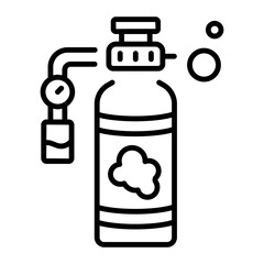 An outline style icon depicting oxygen tank