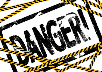 DANGERのかすれたロゴ入りトラテープの禁止背景
