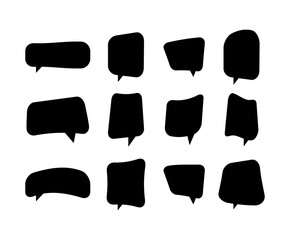 Black and white speech bubble set.