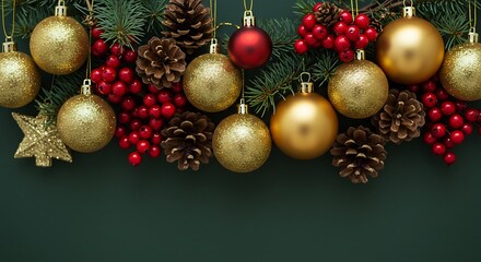 Christmas Decorations with Baubles and Pinecones