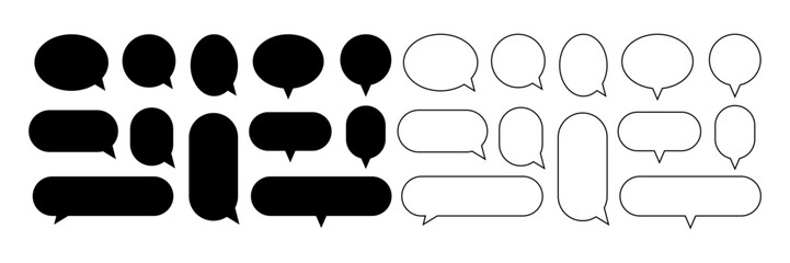 Black and white speech bubble set.