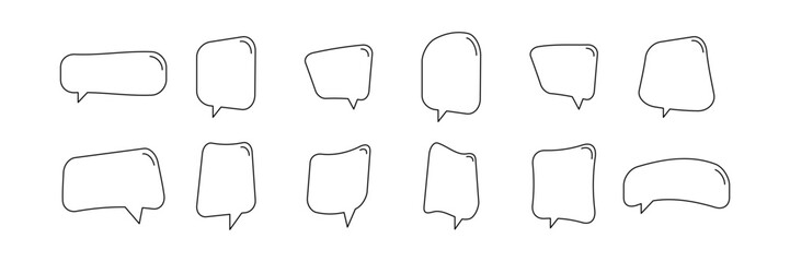 Black and white speech bubble set.