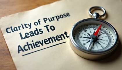 Compass and Inspirational Quote on Achievement and Purpose