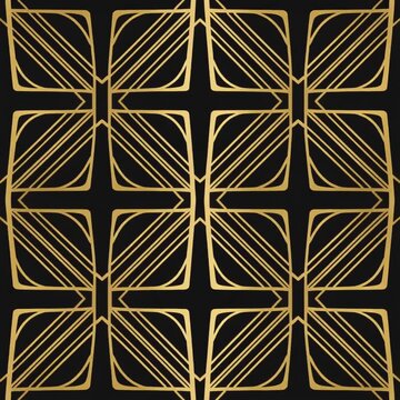 Elegant Gold Art Deco Geometric Pattern Animation on Black Background