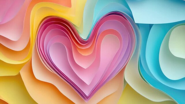 A colorful and creative paper heart made from various colored papers, representing diversity and unity