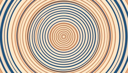 Concentric Circles: Blue and Brown Rings on Beige Background, Abstract Design
