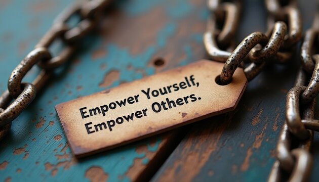 Empower Yourself and Others Inspirational Quote on Chained Background