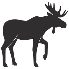 Moose Sillouette Vector Isloated On White Background