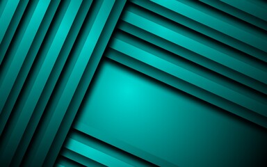 Obraz premium A modern abstract background design featuring layered teal geometric shapes with depth, shadows, and smooth lighting gradients. Ideal for use in technology themes, digital presentations, web design, 