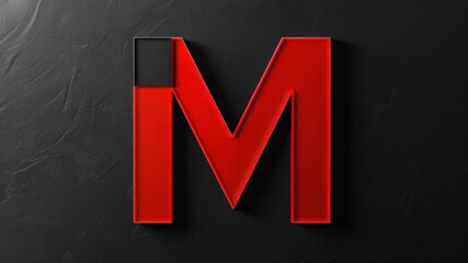 A close-up of a black and red letter M on a black background, ideal for use in logo designs or branding materials