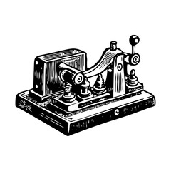 A vintage style illustration showing telegraph machine © Prosymbols