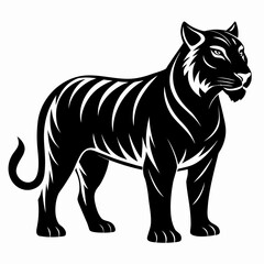 Tiger vector clean black silhouette design white background