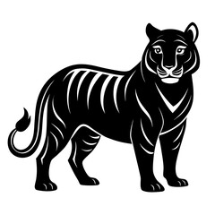 Tiger vector clean black silhouette design white background