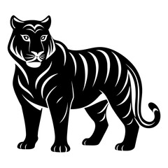 Tiger vector clean black silhouette design white background