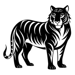 Tiger vector clean black silhouette design white background