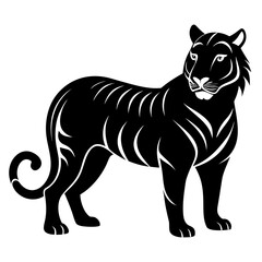Tiger vector clean black silhouette design white background
